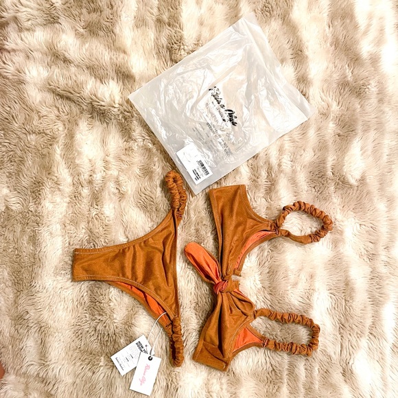 Reina Olga Luca Bikini Set in Tobacco Suede - Picture 9 of 9